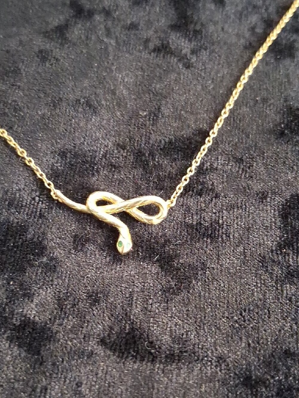 Gold 925 Sterling Silver Snake Pendant Necklace with Green Gem eyes 16 To 18 In - Picture 5 of 10